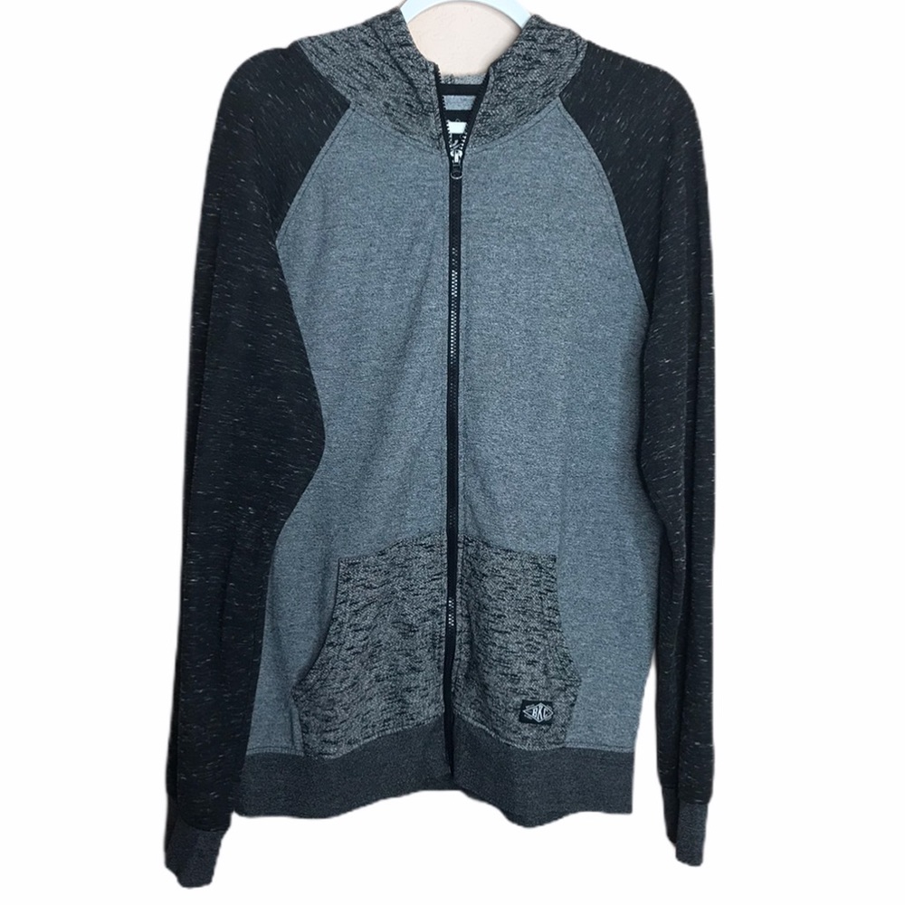 BKC men’s zip up sweatshirt hoodie size L gray